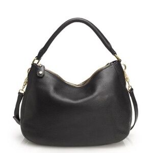 J. Crew Biennial Hobo Crossbody Handbag in Black Pebbled Leather